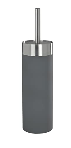 WENKO Escobillero Creta gris acero inox - Soft-Touch superficie, Poliestireno, 9 x 35.5 x 9 cm, Gris