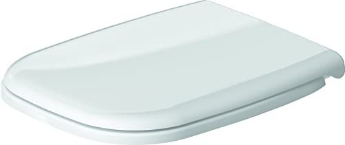 Duravit D-Code tapa WC, asiento de inodoro de urea duroplast, tapadera wc con bisagras de acero inoxidable, tapa de wc en forma de D, tapa de inodoro blanco