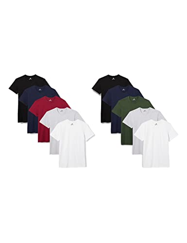 Lower East LE105 Camiseta para Hombre, Negro/Blanco/Azul Marino/Gris/Rojo/Verde (Paquete de 10), L