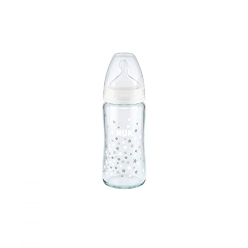 Nuk First Choice Glass Bottle, Botella vidrio para 0 a 6 meses, 240 ml