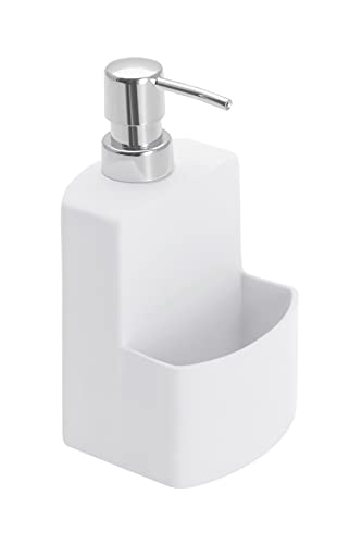WENKO Dispensador de lavavajillas Festival blanco - Soft-Touch superficie Capacidad: 0.38 l, Cerámica Soft-Touch, 10 x 18 x 10 cm, Blanco