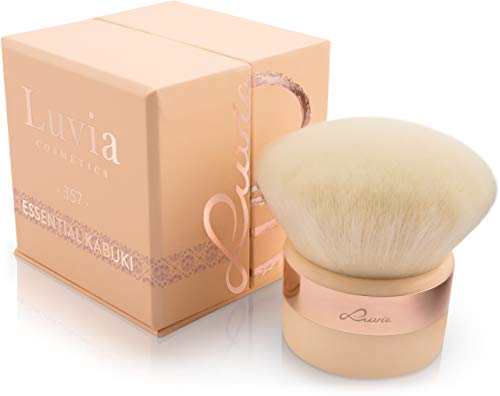 Brocha Kabuki Profesional – Color Nude Rose Gold de Luvia Cosmetics – Brocha cosmética para la aplicación de polvo suelto, presado, base en crema, polvo y liquida, blush y productos para el cuerpo
