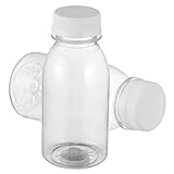 Cabilock 10 botellas de plástico transparente con tapas, reutilizables y vacías, botellas de bebidas para zumo de leche, bebidas de 250 ml