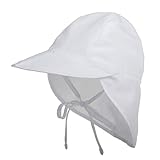 LACOFIA Sombrero de Playa de protección Solar para bebé Gorro de Verano de Solapa Ajustable Super Suave para niños Blanco 6-18 Meses