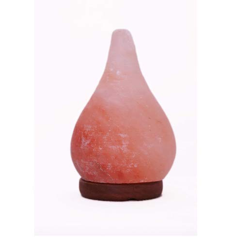 Lámpara de sal del Himalaya lámpara de sal de roca de cristal de forma natural base de madera de luz ajustable regalos (Lagrima)