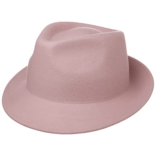 LIPODO Trilby Sombrero de Fieltro para Mujer/Hombre - Sombrero de Hombre Fabricado en Italia - Sombrero de Italiana para otoño/Invierno - Rosado XL (60-61 cm)
