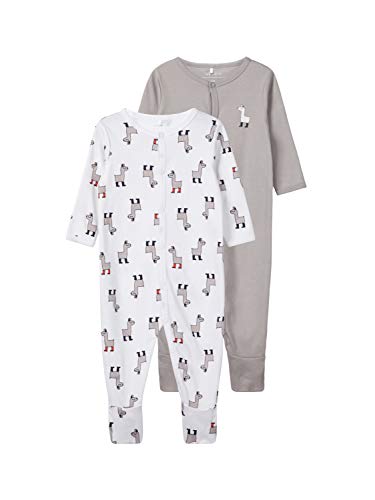 NAME IT Nbnnightsuit 2p W/f Noos Pijama, Multicolor (Weiß Bright White), 98 (Pack de 2) para Bebés