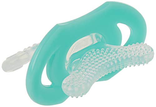 Bebeconfort Chupete ergonómico para la dentición masajeador de encías para los primeros dientes, para bebés de 3 a 6 meses, verde y blanco
