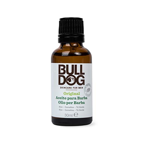 Bulldog Skincare - Aceite para Barba 30 ml con Ingredientes Naturales - Aloe Vera, Aceite de Camelina y Té Verde - Suaviza, Amolda y Acondiciona tu Barba