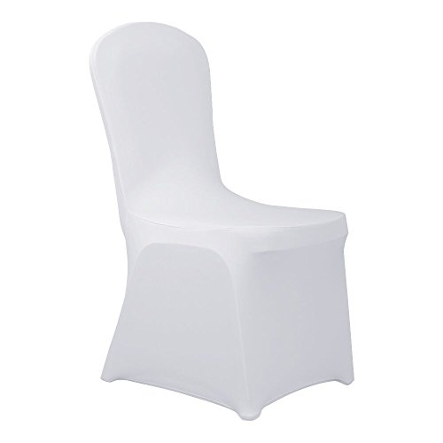 HAORUI Conjunto de Cubiertas Spandex Stretch Lycra Chair de 4 Modernas Fundas de poliéster Lycra Silla para Bodas Evento Aniversario Dinning Decoración(Un Paquete de 4, Blanco)