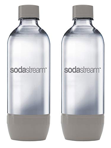 SodaStream - Juego de 2 Botellas para Carbonatar Agua (1 L), Gris