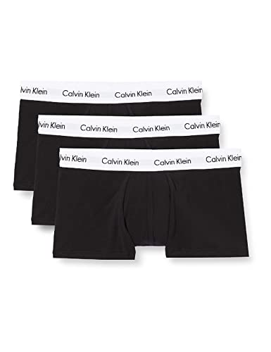 Calvin Klein Low Rise Trunk 3pk Bóxer, Negro (Black/White), M (Pack de 3) para Hombre