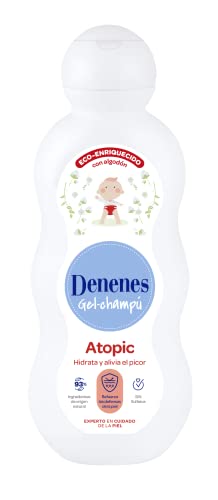Denenes Atopic - Gel Champú con Algodón Ecológico, Hidrata y Alivia, Sin Sulfatos, Apto para Pieles Sensibles y Atópicas, con 93% de Ingredientes de Origen Natural - 600 ml