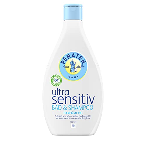 Penaten Ultra Sensitiv Bad & Shampoo - Gel de baño suave sin perfume para un baño suave y lavado de piel y cabello, 400ml
