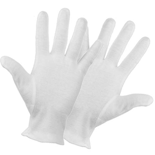 Guantes de algodón blanco, guantes de protección, guantes de camiseta, guantes de hilo, calidad normal, 12 pares/24 unidades (tamaño: L (9))