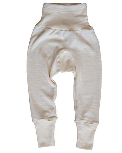 Cosilana - Pantalones largos para bebé con cintura, 70% lana de merino, 30% seda (natural, 74/80)