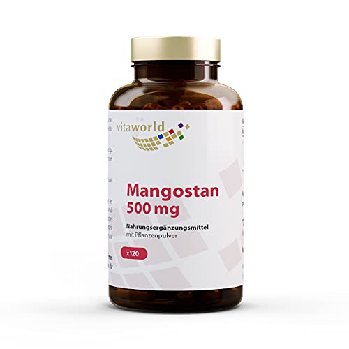 Pack de 3 Mangostán 500mg 3 x 120 Cápsulas Vita World Farmacia Alemania - Antioxidante - Garcinia mangostana - Mangostino - Jobo de la India