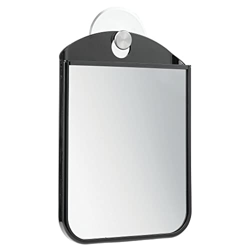 mDesign Espejo antivaho con Ventosa para Afeitado – También se Puede Usar como Espejo de Maquillaje – Espejo vanidad, Ideal para Utilizar en el Cuarto de baño – Negro/Plateado Mate
