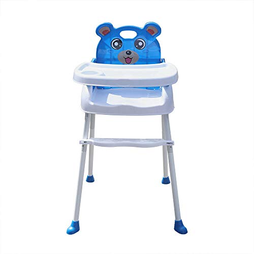 4 en 1 Trona para Bebés Niños Portatil silla alta ajustable con bandeja para Comer Seguro,Combinación de Mesa y Asiento,azul
