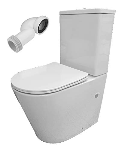 Pack WC de Inodoro Round compacto adosado a la pared con salida dual y sistema rimless