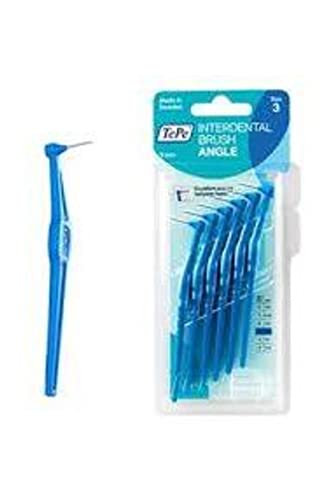 TePe Angle Cepillos interdentales angulados/Palillos interdentales/Tamaño 3, diámetro 0,6 mm/Pack de 6, color azul