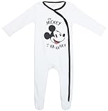 Brandsseller Pijama de manga larga para bebé, con motivos en el estilo de Mickey Mouse y Winnie the Pooh, Mickey Mouse - Blanco/Negro, 74-80 cm