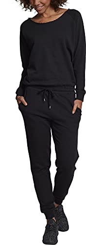 Urban Classics Ladies Long Sleeve Terry Jumpsuit Mono Largo, Negro (Black 00007), XL para Mujer