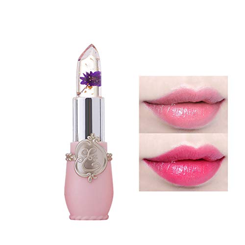 1 PC jalea flor lápiz labial crema hidratante de larga duración protector labial cambio del color magia lápiz labial ingredientes naturales Crema de cacao (6 púrpura)