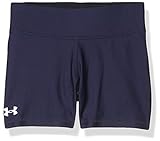 Under Armour Pantalones cortos para niñas Team 4, azul marino medianoche (410)/blanco, juvenil M