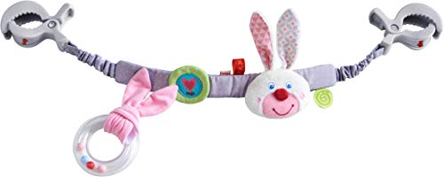 HABA 304772 - Cadena para cochecito de bebé, diseño de corazón brillante, accesorio para cochecito con sonajero y diseño de conejo, juguete para bebés a partir de 0 meses