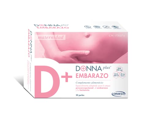 DONNAplus Embarazo | Complemento Alimenticio para el Embarazo con DHA, Ácido fólico, Yodo, Vitaminas y Minerales - 30 Perlas
