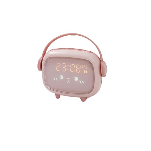 LYMQY Reloj Despertador, Reloj Despertador Pequeño Electrónico Creativo para Niños, Reloj Despertador Digital LED Multifuncional (Pink)