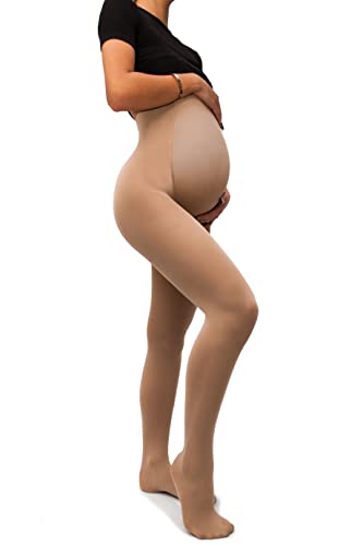 sofsy Medias Opacas de Maternidad – Ajuste súper cómodo para todas las etapas del embarazo 50 den Beige 4 - Large