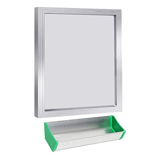 Kits de impresión de pantalla de aluminio Marcos de impresión con 43T/110 (25 x 35 cm) + Scoop Coater Emulsion Scoop Coater (20,4 cm)