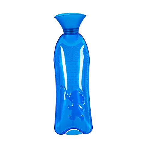 Bocotoer Botella de agua caliente de PVC azul clásico transparente 1L bolsa de agua caliente para alivio del dolor