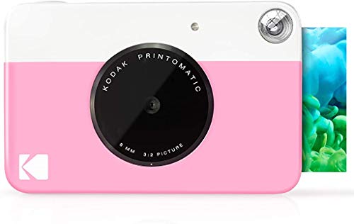 Kodak Cámara de impresión instantánea digital printomatic: imprime a todo color en papel fotográfico ZINK de 2 x 3 pulgadas con memoria de impresión adhesiva (rosa) al instante (USB no incluido)