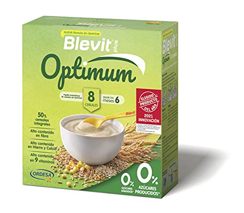Blevit Plus Optimum 8 Cereales - Papilla de Cereales para Bebé con 50% de Cereales Integrales - Únicas Papillas para Bebé Sin Dextrinar - Desde los 6 meses - 400g