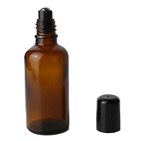 3 unidades de botellas de cristal marrón con bolas de acero inoxidable y tapa negra – Esencial aceite perfumado labial – Cosmético brillo bálsamo – Bote (50 ml)