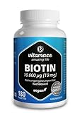 Vitamaze Biotina 10000 mcg de Alta Dosis y Vegana, 180 Tabletas para 6 Meses, Vitamina B7, 10 mg de Biotina pura para la Piel y el Crecimiento del Cabello, Suplemento sin Aditivos Innecesarios
