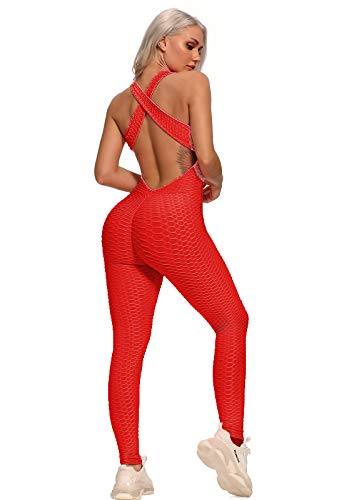 FITTOO Mallas Pantalones Deportivos Leggings Mujer Yoga de Alta Cintura Elásticos y Transpirables para Yoga Running Fitness con Gran Elásticos1370 Rojo S