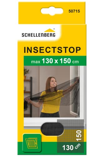 Schellenberg 50715 Mosquitera, protección anti insectos y moscas para ventanas, lavable, sin taladros, Max. 130 x 150 cm