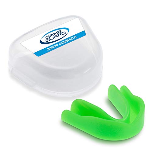(Junior) - GAME GUARD Boil & Bite Mouth Guard / Teeth Guard / Gum Shield - GREEN - Mouthguard , CE Approved, Great for School Sports