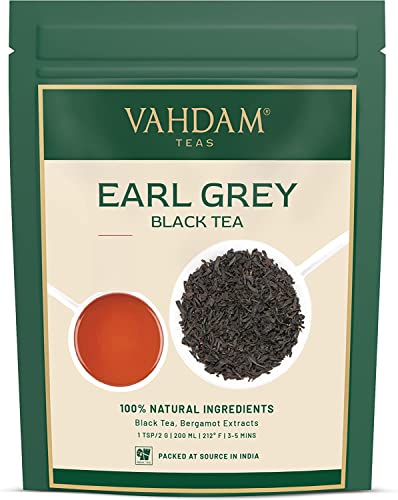 VAHDAM, Imperial Earl Grey Hojas Té (454g/200+ Copas) - de aceite de bergamota natural mezclado con té negro fresco de jardín, floral y cítrico