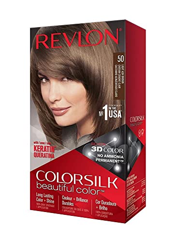 Revlon ColorSilk Tinte de Cabello Permanente Tono #50 Castaño Claro Cenizo