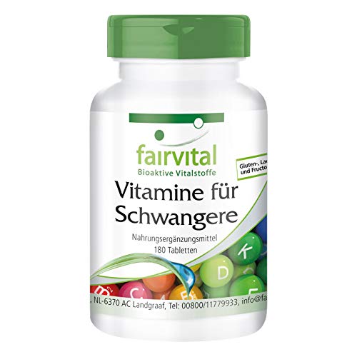Vitaminas para el embarazo - Con 800µg de Ácido fólico por comprimido - Para 6 meses - 180 Comprimidos - Calidad Alemana