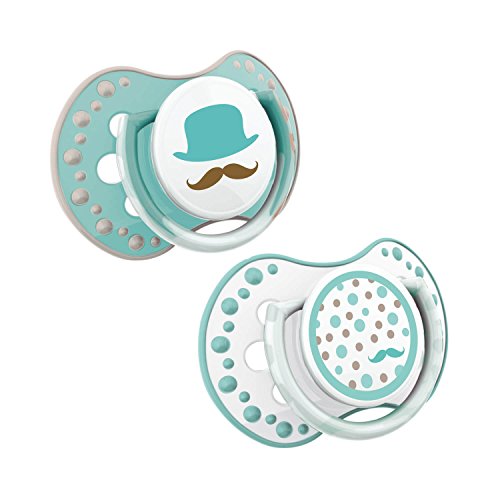 LOVI 2x Chupete Silicona para Bebé de 0-3 meses | Cubierta Higiénica | Efecto Calmante | Protege el Reflejo Natural de Succión de Bebé | Retro Baby Colleción | Verde