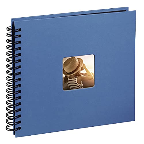 Hama Fine Art - Álbum de fotos, 50 páginas negras (25 hojas), álbum con espiral, 36 x 32 cm, con compartimento para insertar foto, azur azul