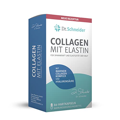 Dr. Schneider collages con elastina para resistencia y piel firme - 60 cápsulas de dosis altas - colágeno marino calidad - Alemania