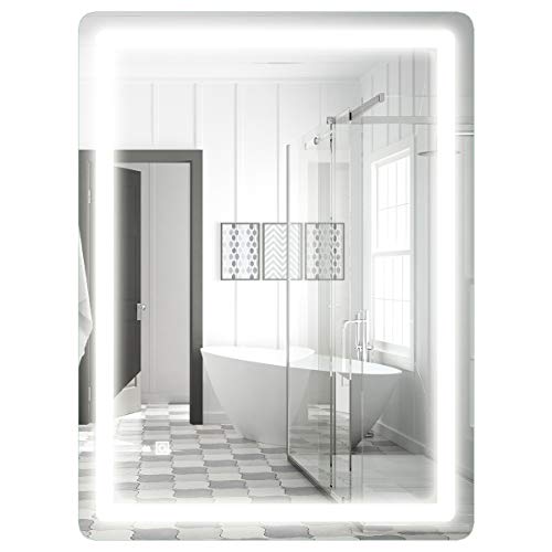 COSTWAY Espejo con Iluminación LED de Baño Espejo de Pared con Luz para Mauillaje Afeitado (80 x 60 cm)