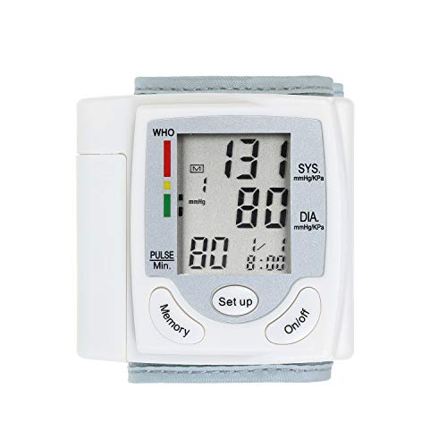 Godyluck Pantalla LCD Monitor de presión Arterial Medidor de Pulso de muñeca Pulsómetro Digital automático Esfigmomanómetro Herramienta de diagnóstico Familiar